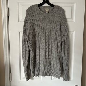 LL Bean Wool Sweater Mens Size XL Gray Cable Knit Pullover Item 0WW47